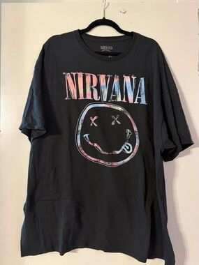 Hot Topic Nirvana Black Tee with Iridescent Logo